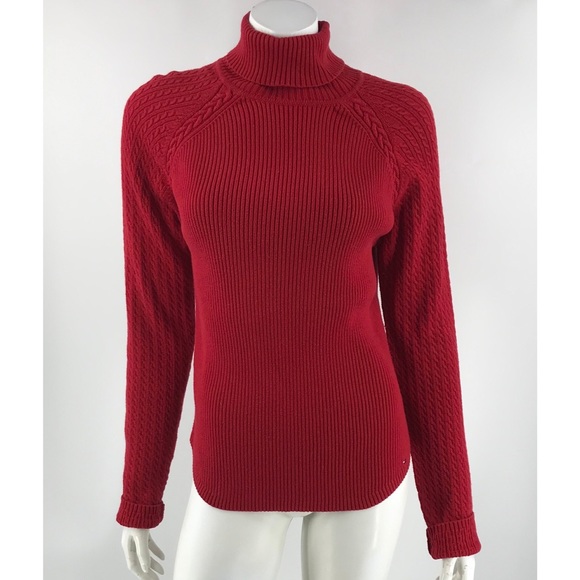 Tommy Hilfiger Sweaters - Tommy Hilfiger Red Cotton Turtle Neck Sweater